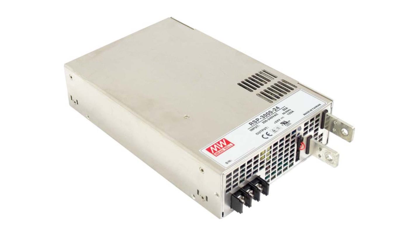 MEAN WELL Switching Power Supply, RSP-3000-12, 12V dc, 200A, 2.4kW, 1 Output, 180 → 264 V ac, 254 → 370 V