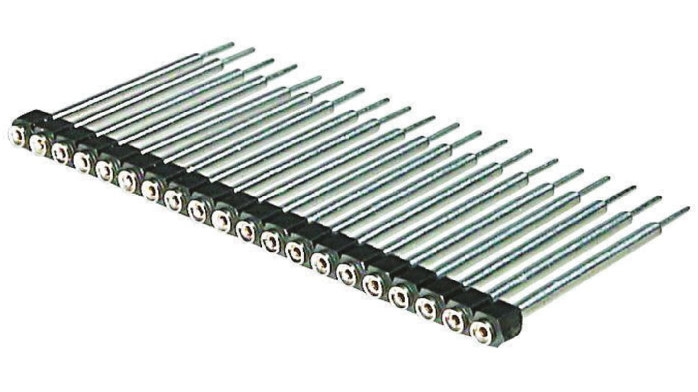 Connecteur femelle pour CI, 20 contacts, 1 rangée, 2.54mm, Traversant, Droit