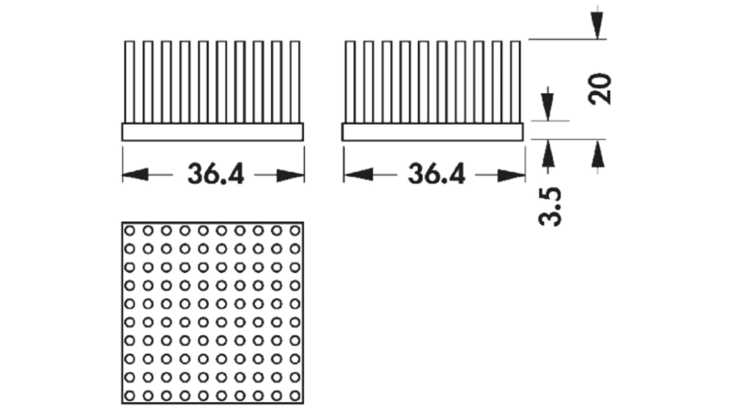 Fischer Elektronik Kühlkörper für Universelle quadratische Alu 3.2K/W, 36.4mm x 36.4mm x 20mm, Klebefolie, Metallfolie