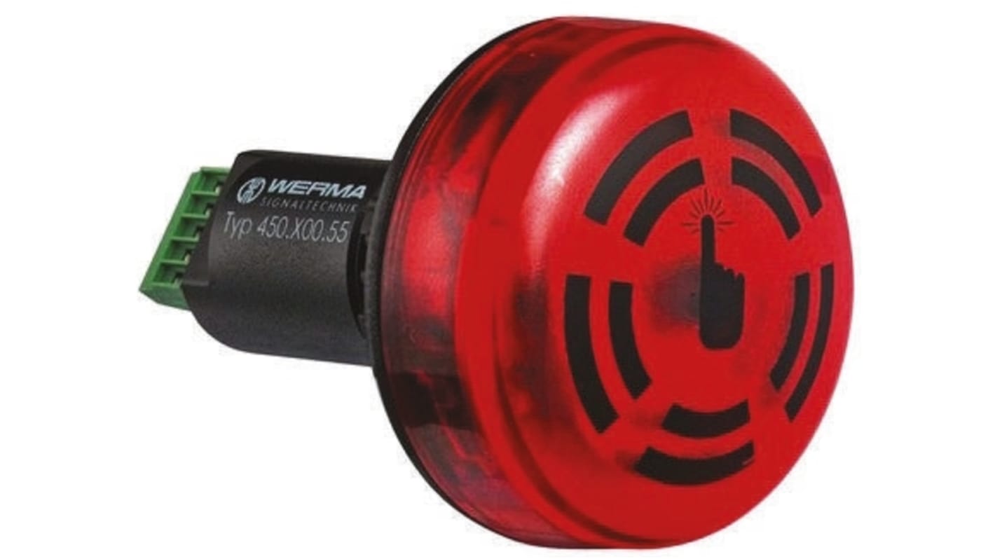 Combinaison balise - buzzer Werma série 450, lentille Rouge à LED, 30 V c.c.