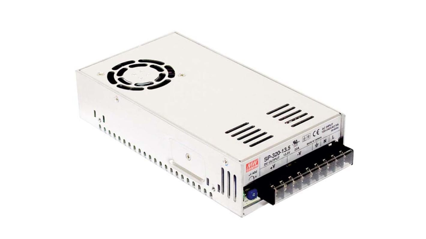 Mean Well Embedded Switch Mode Power Supply SMPS, SP-320-7.5, 7.5V dc, 40A, 300W, 1 Output, 124 → 370 V dc, 88