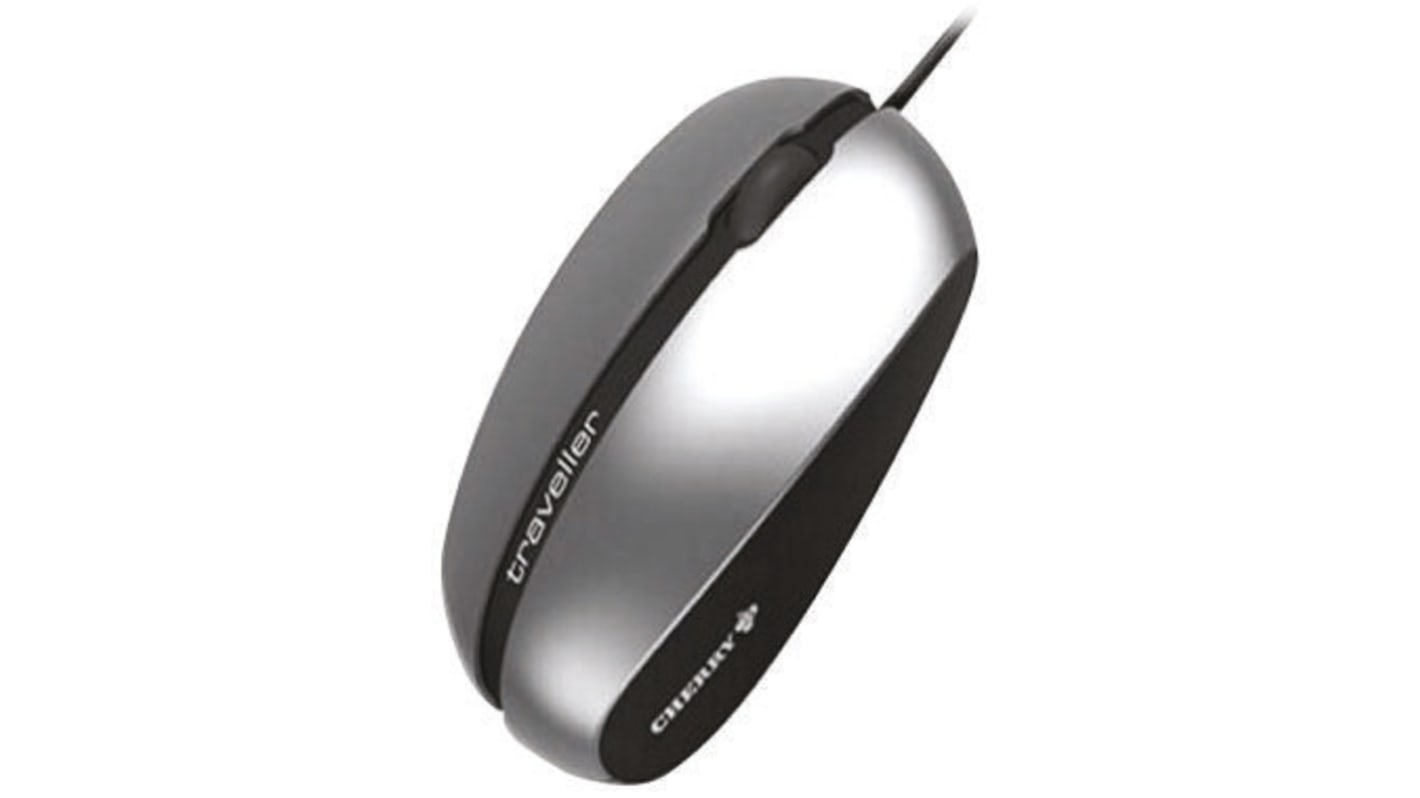 Cherry 3 Button Wired Compact Laser Mouse Black, Silver