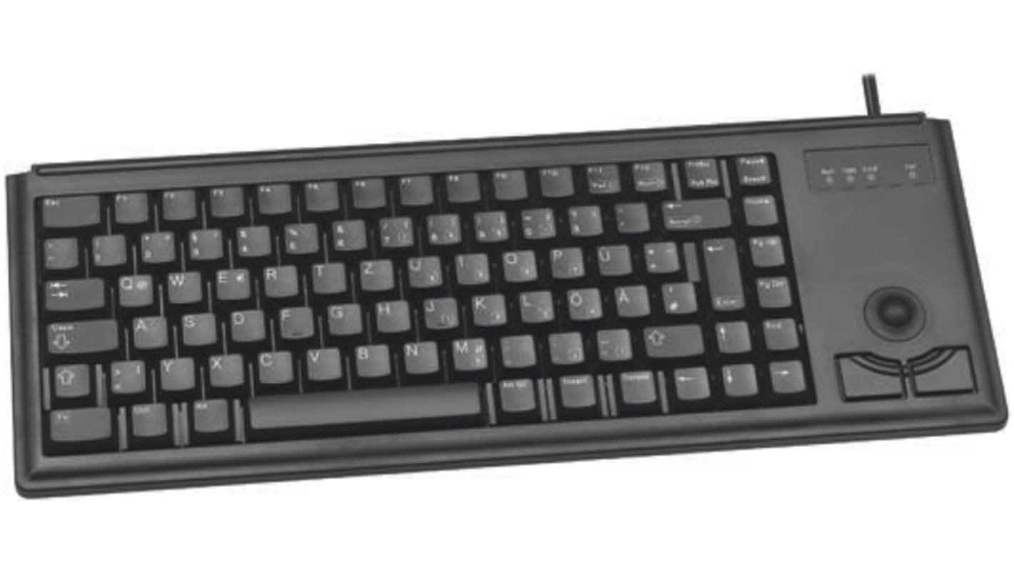 Cherry Wired PS/2 Compact Keyboard, QWERTY (UK), Black