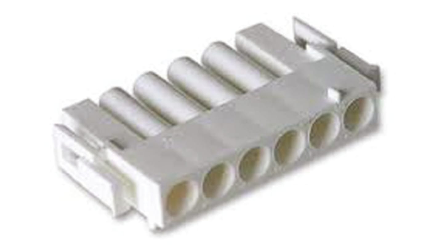 TE Connectivity, Universal MATE-N-LOK Male Connector Housing, 6.35mm Pitch, 6 Way, 1 Row