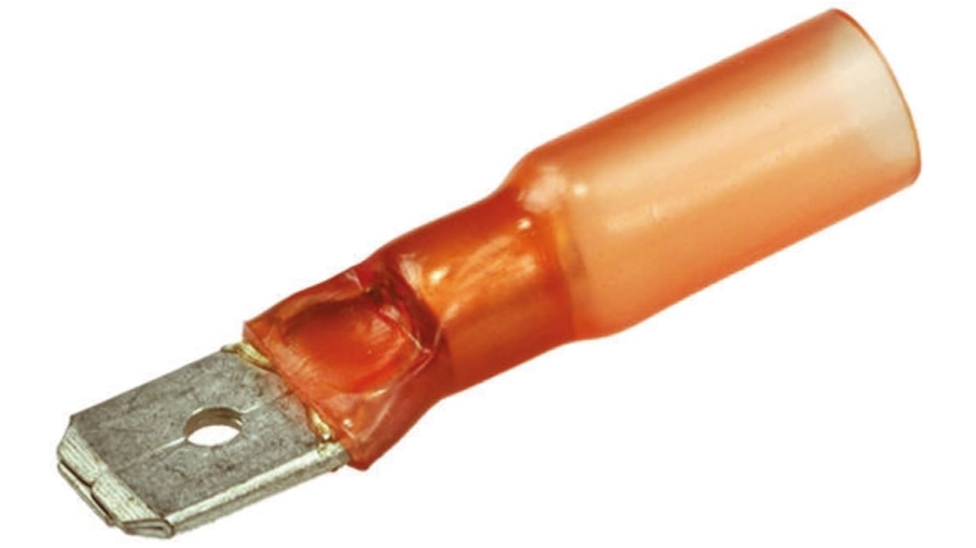 TE Connectivity Duraseal Red Insulated Female Spade Connector, Tab, 6.35 x 0.8mm Tab Size, 0.3mm² to 0.9mm²