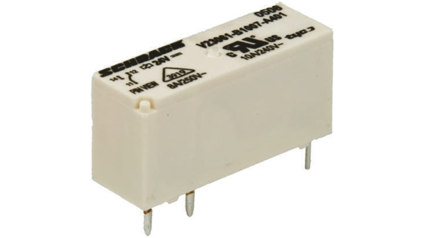 TE Connectivity PCB Mount Power Relay, 12V dc Coil, 8A Switching Current, SPDT