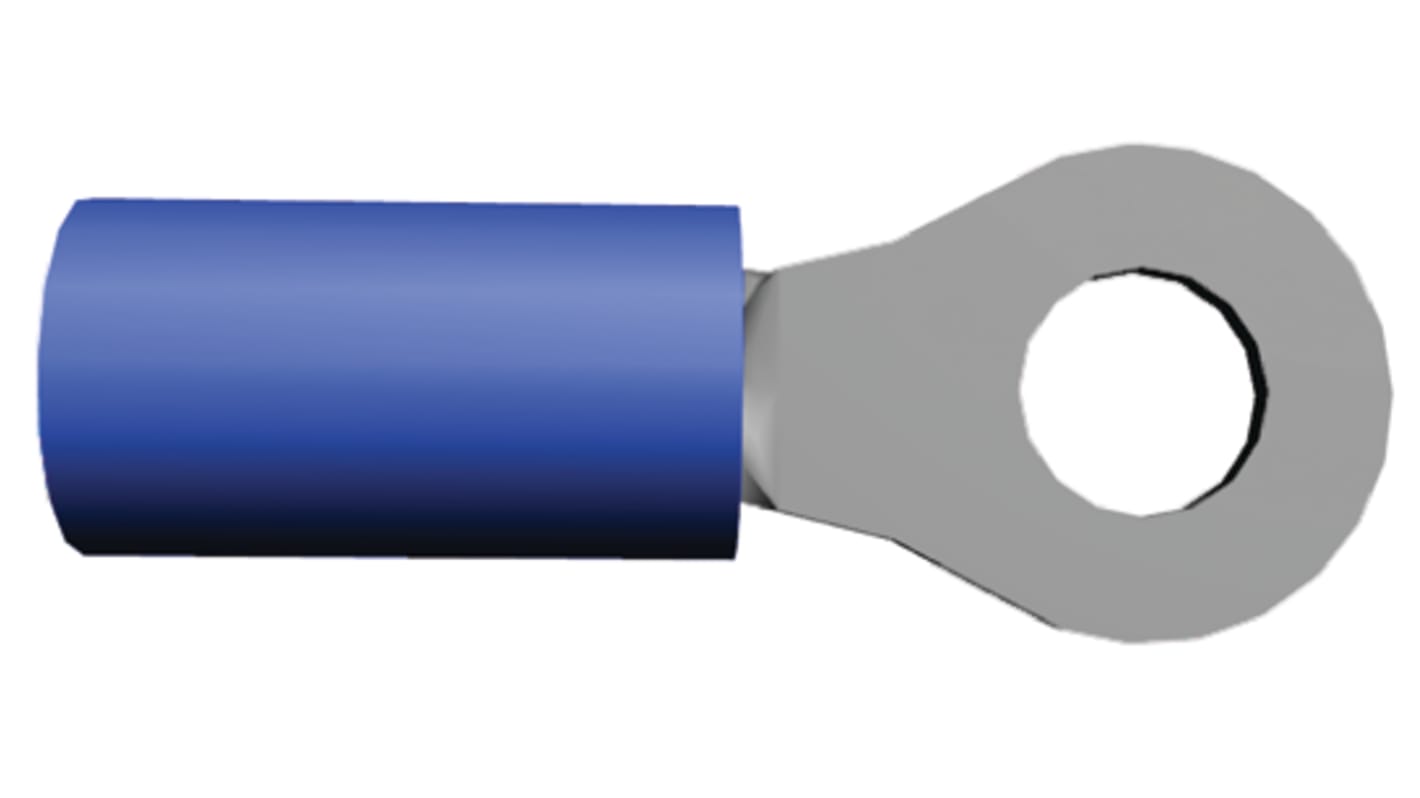 TE Connectivity, PIDG Insulated Crimp Ring Terminal, M4 Stud Size, 1mm² to 2.6mm² Wire Size, Blue