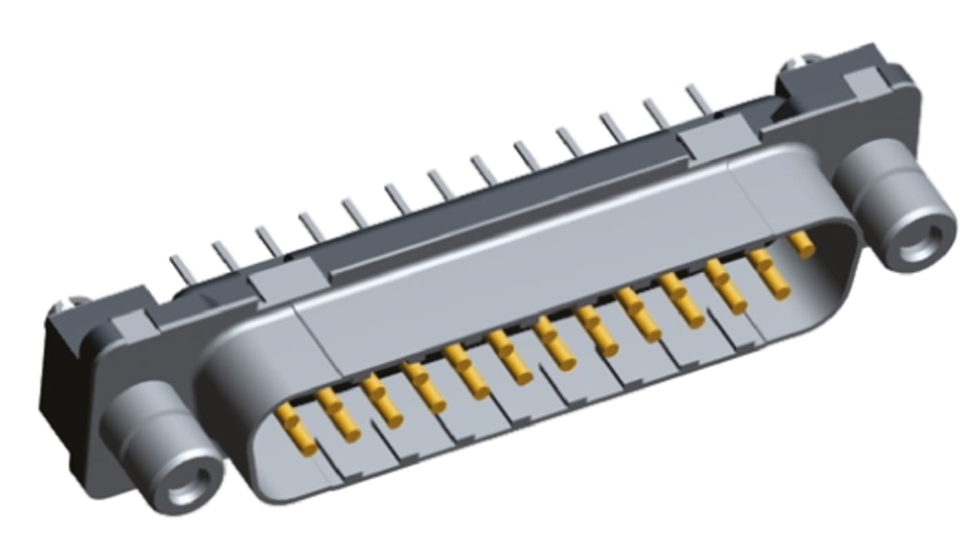 Conector D-sub TE Connectivity, Serie Amplimite HDP-20, paso 2.76mm, Recto, Montaje en orificio pasante, Macho,