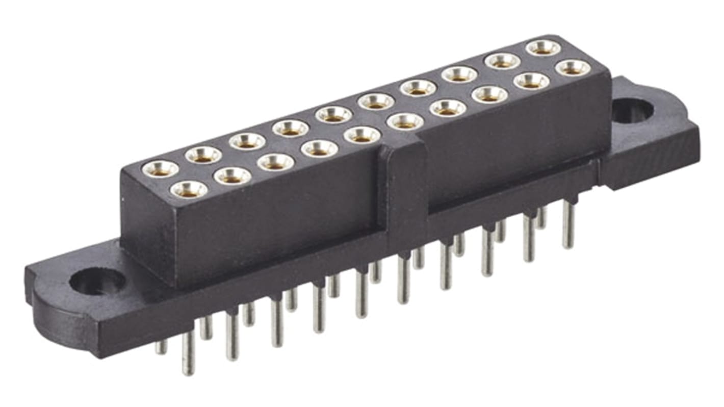 HARWIN M80 Series Straight Through Hole Mount PCB Socket, 14-Contact, 2-Row, 2mm Pitch, Solder Termination