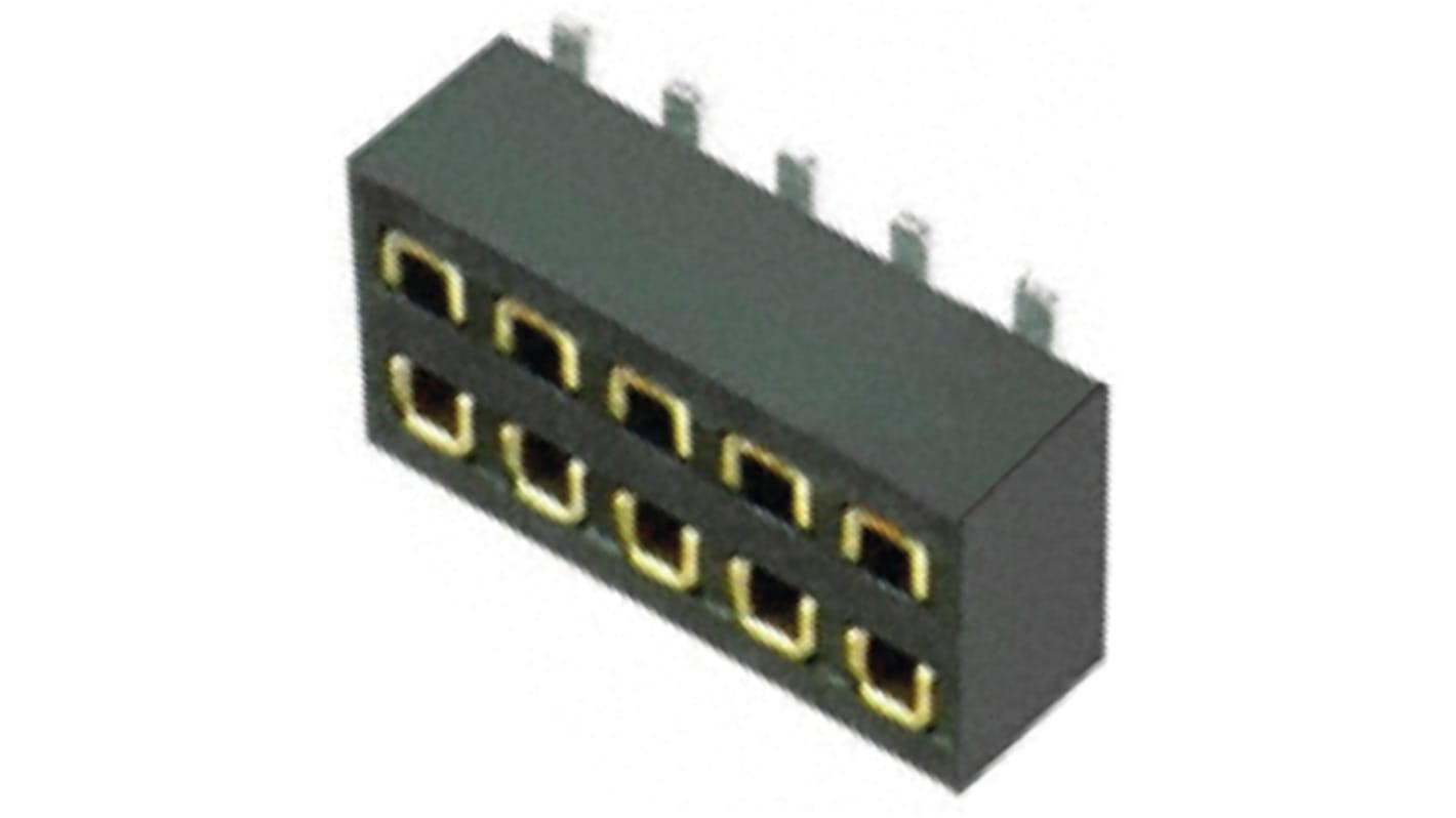 HARWIN Straight Surface Mount PCB Socket, 10-Contact, 2-Row, 1.27mm Pitch, Solder Termination