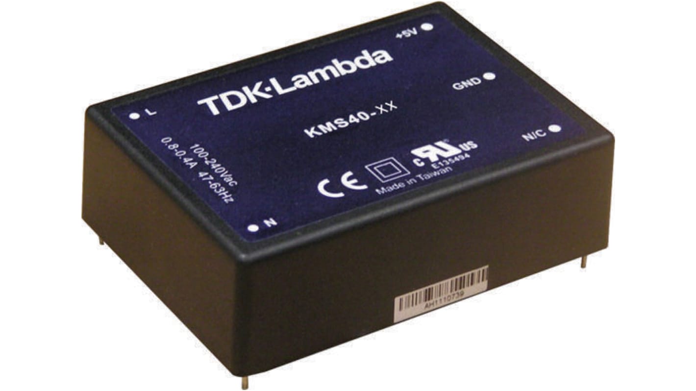 Fuente de alimentación conmutada TDK-Lambda, 9V dc, 4.44A, 40W, 1 salida, para uso médico, Montaje en PCB