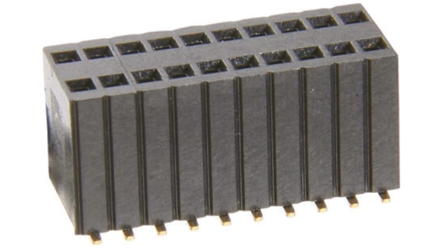 HARWIN M52-5 Series Straight Surface Mount PCB Socket, 40-Contact, 2-Row, 1.27mm Pitch, Solder Termination