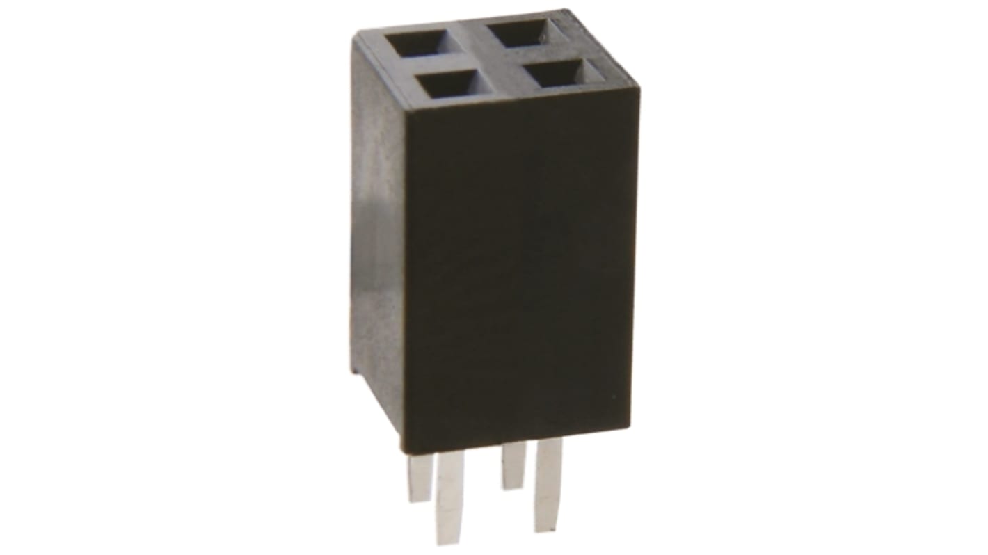 Conector hembra para PCB HARWIN, de 4 vías en 2 filas, paso 2.54mm, 12A, Montaje en orificio pasante, para soldar