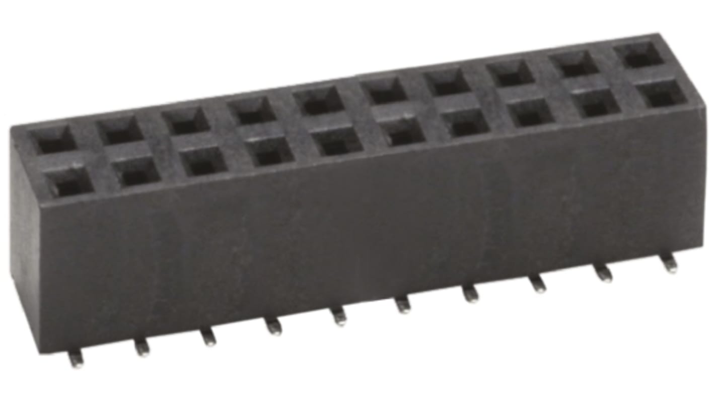 HARWIN Straight Surface Mount PCB Socket, 20-Contact, 2-Row, 2.54mm Pitch, Solder Termination