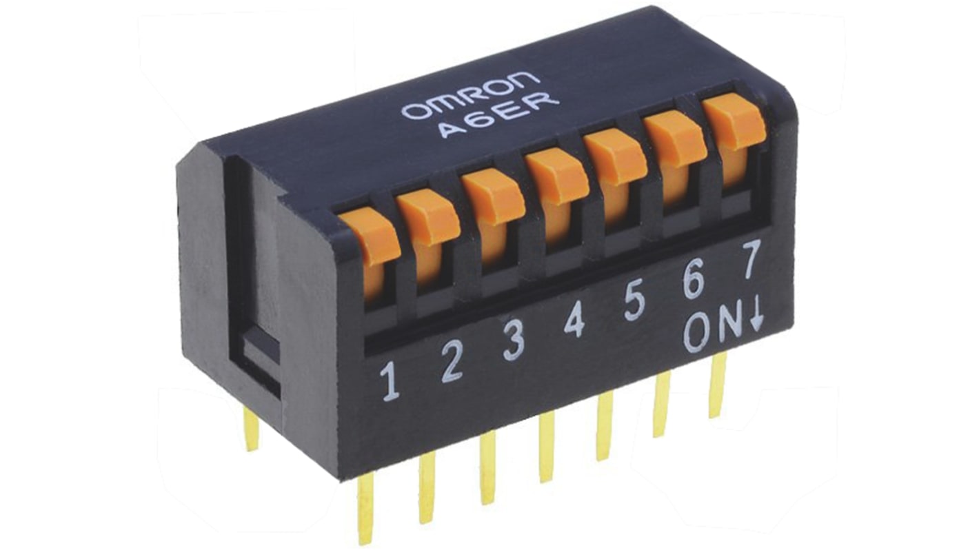 Omron 7 Way PCB DIP Switch 7P, Piano Actuator