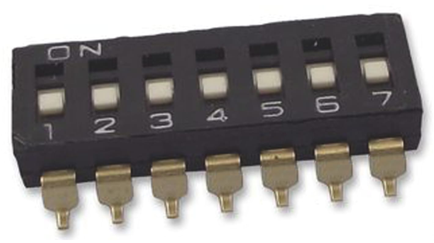 Omron DIP-Schalter Gleiter 7-stellig 7P, Kontakte vergoldet 25 mA @ 24 V dc, bis +70°C
