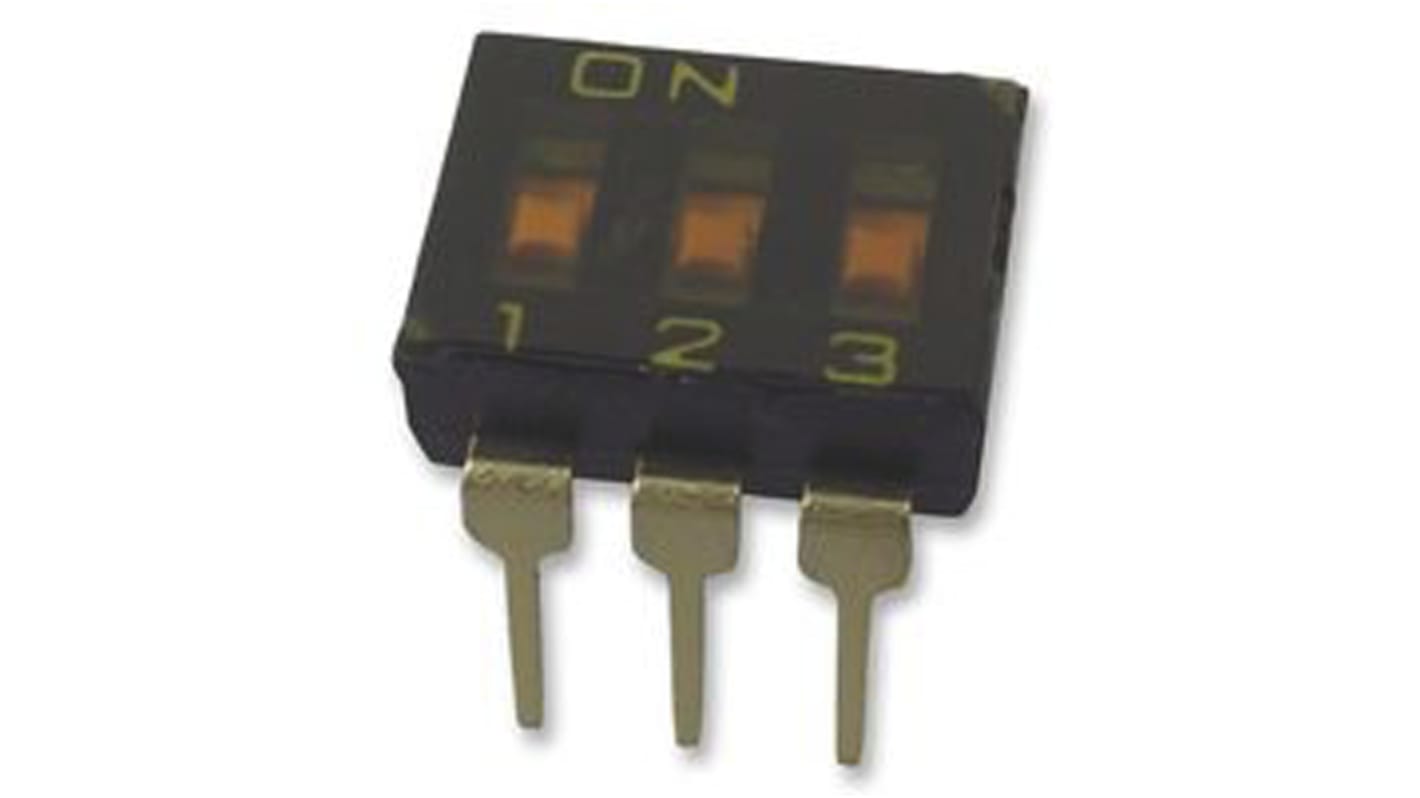 Omron THT DIP-Schalter Gleiter 3-stellig 3PST, Kontakte vergoldet 25 mA @ 24 V dc, bis +70°C
