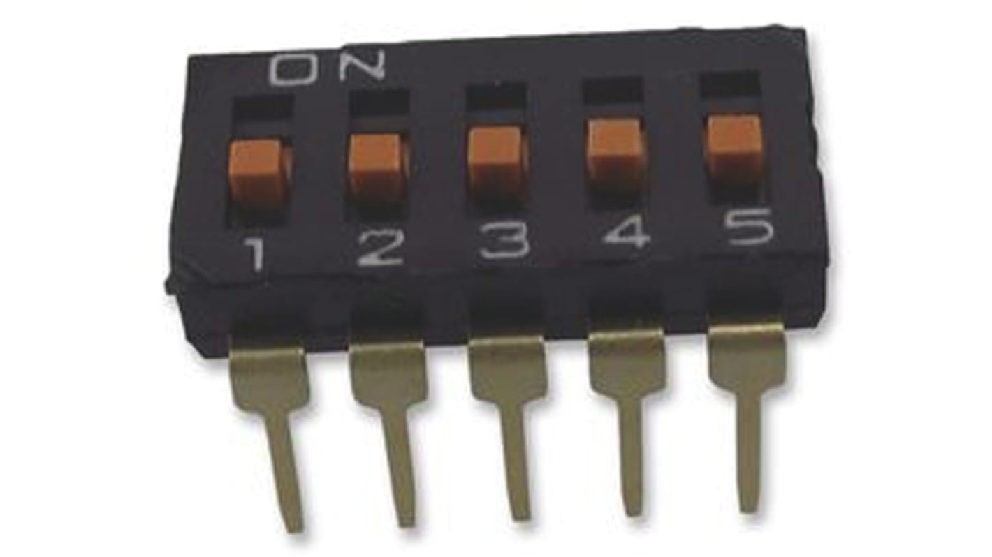Omron THT DIP-Schalter Gleiter 5-stellig 5P, Kontakte vergoldet 25 mA @ 24 V dc, bis +70°C