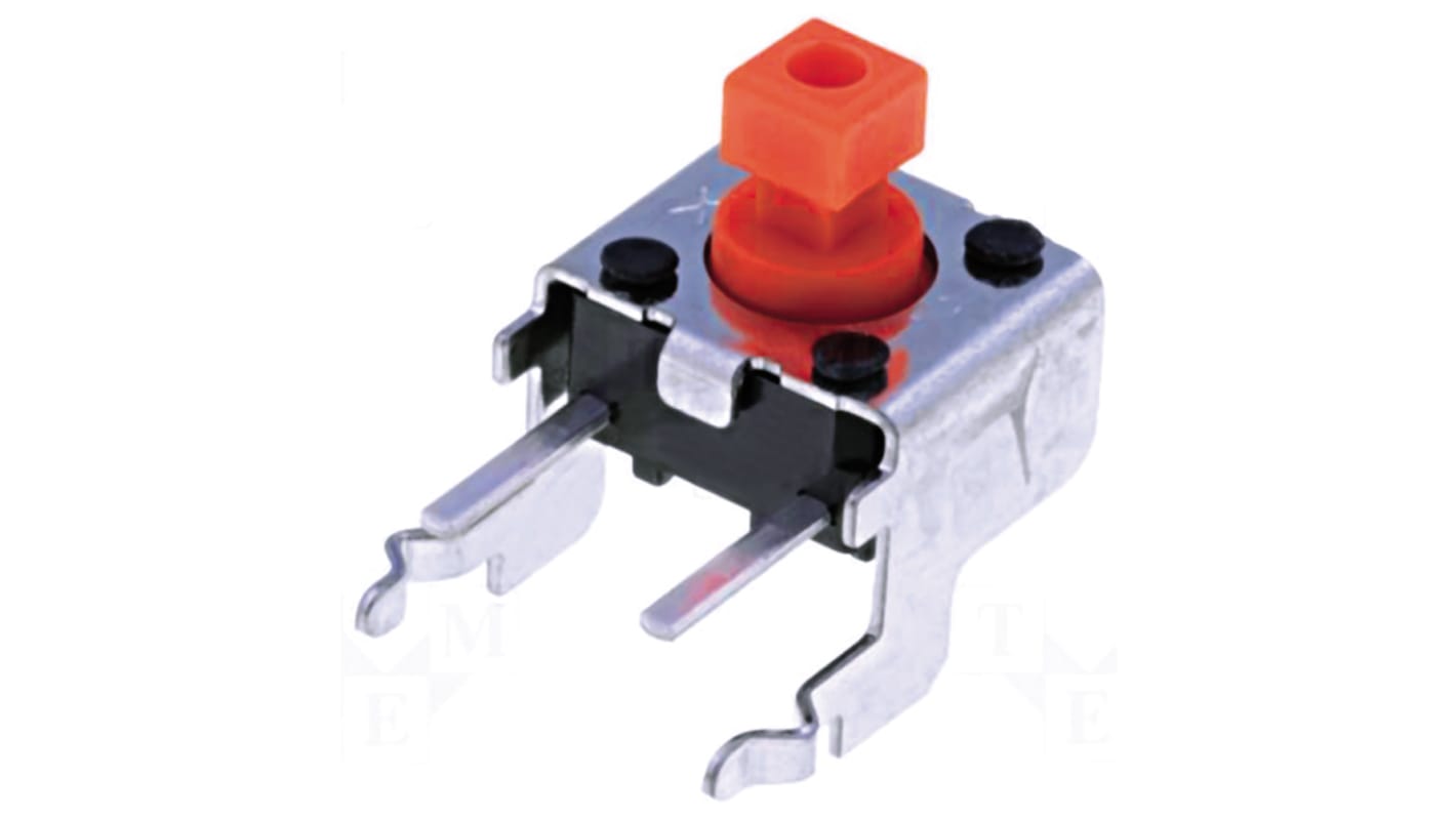 Yellow Plunger Tactile Switch, SPST 50 mA @ 24 V dc 0.9mm Through Hole