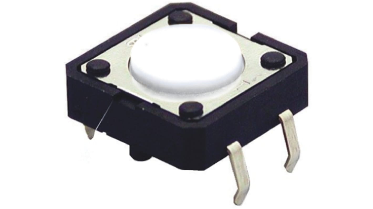 Ivory Plunger Tactile Switch, SPST 50 mA @ 24 V dc Through Hole