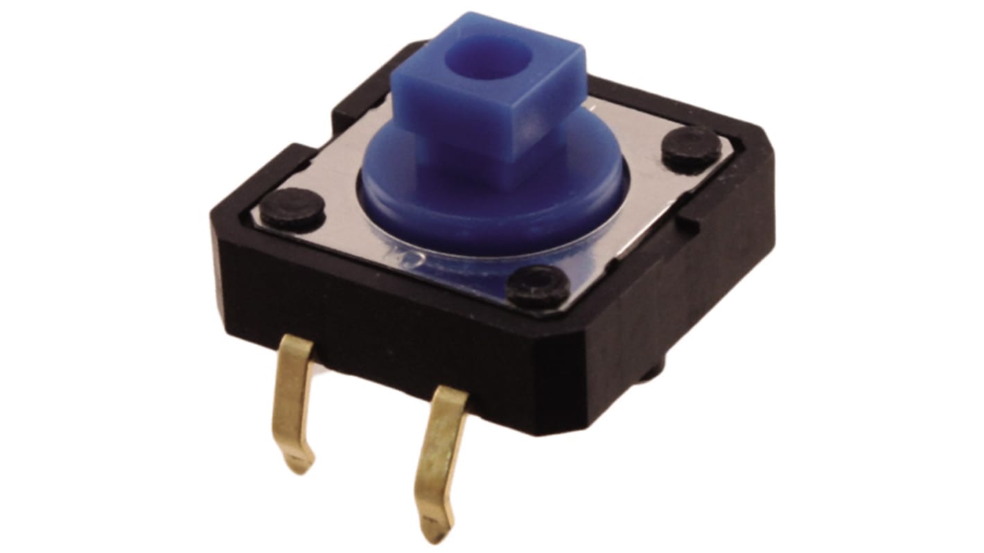 Blue Plunger Tactile Switch, SPST 50 mA @ 24 V dc 3mm Through Hole