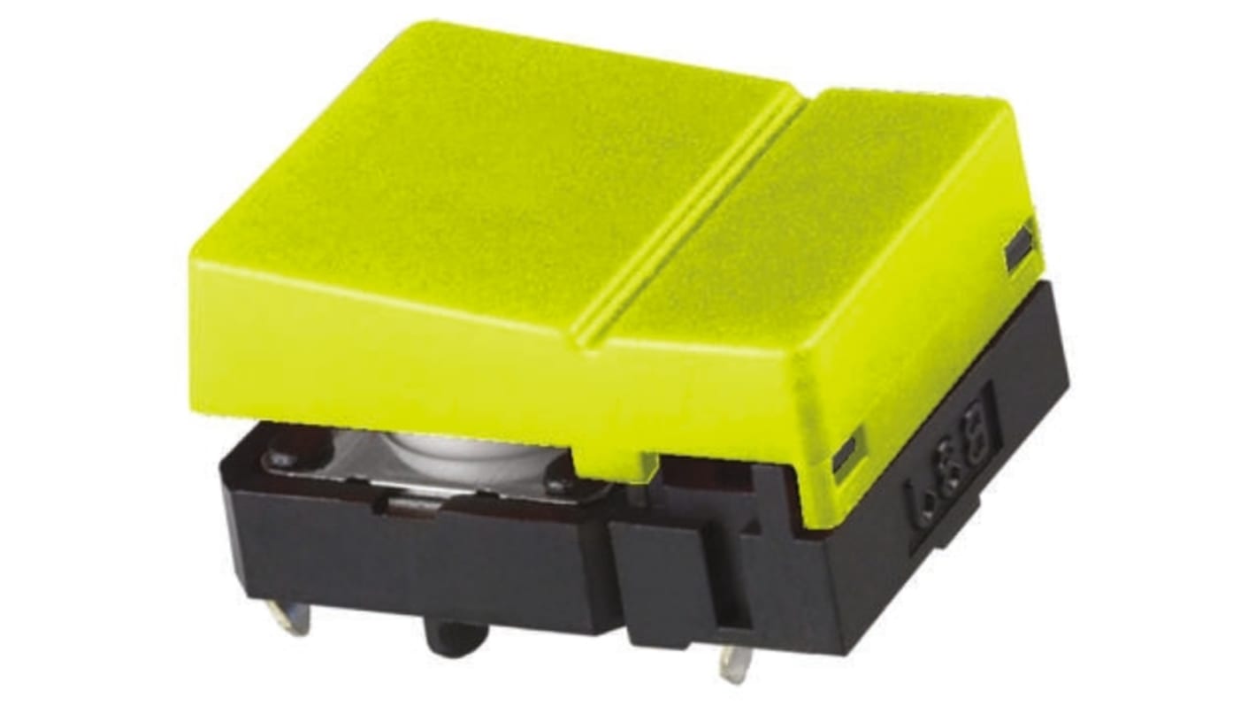 Yellow Button Tactile Switch, SPST 50 mA @ 24 V dc 6.8mm Through Hole