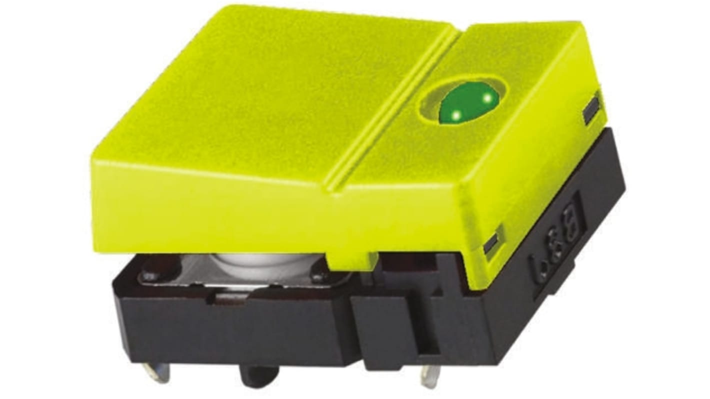 Yellow Button Tactile Switch, SPST 50 mA @ 24 V dc 6.8mm