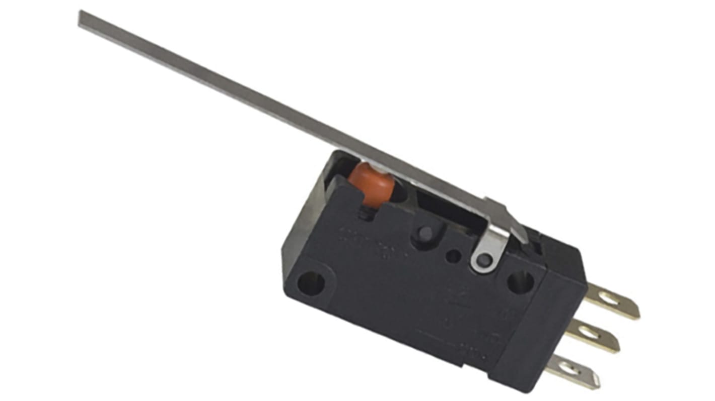 Omron Long Hinge Lever Micro Switch, Solder Terminal, 100 mA @ 30 V dc, SPDT, IP67