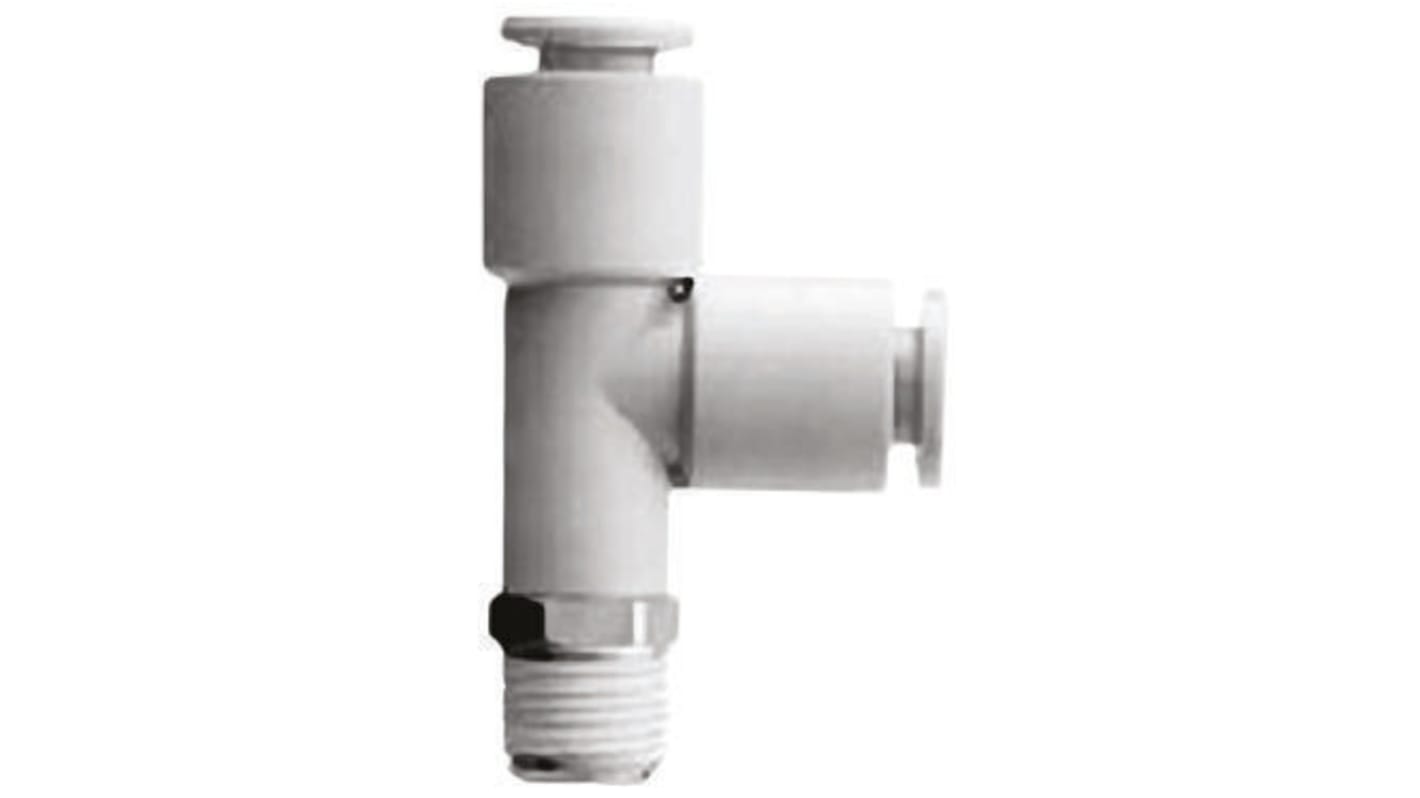 SMC KQ2 Series Tee Threaded Adaptor, Push In 3/8 in to Push In 3/8 in, Threaded-to-Tube Connection Style