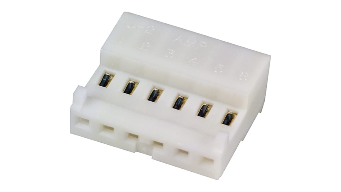 Connecteur IDC TE Connectivity Femelle, 6 contacts, 1 rangée, pas 2.54mm, Montage sur câble, série MTA-100