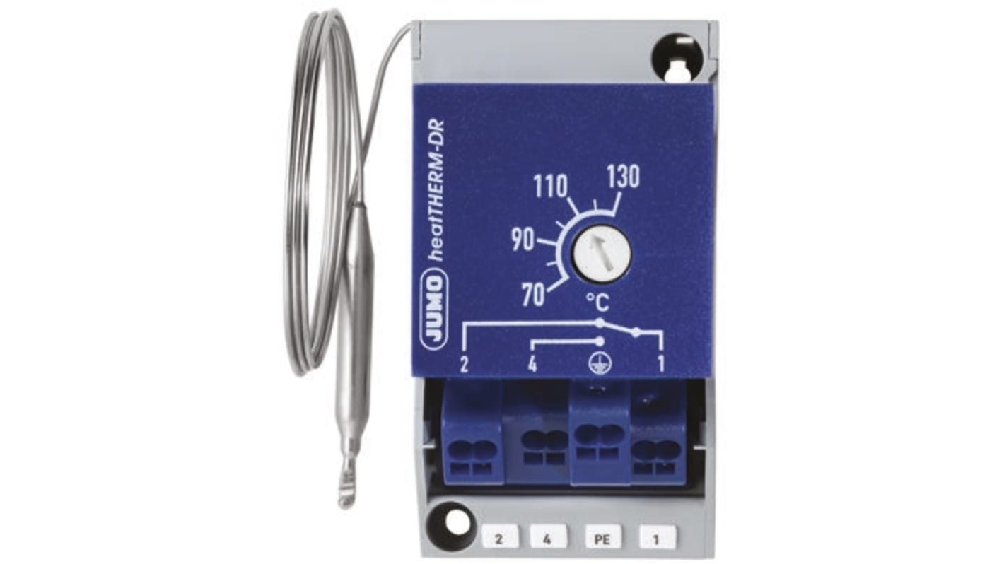 Jumo Capillary Thermostat, +130°C Max, NO/NC, Automatic Reset, Surface Mount