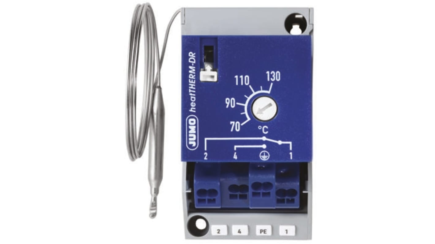 Jumo Capillary Thermostat, +130°C Max, NO/NC, Automatic Reset, Surface Mount