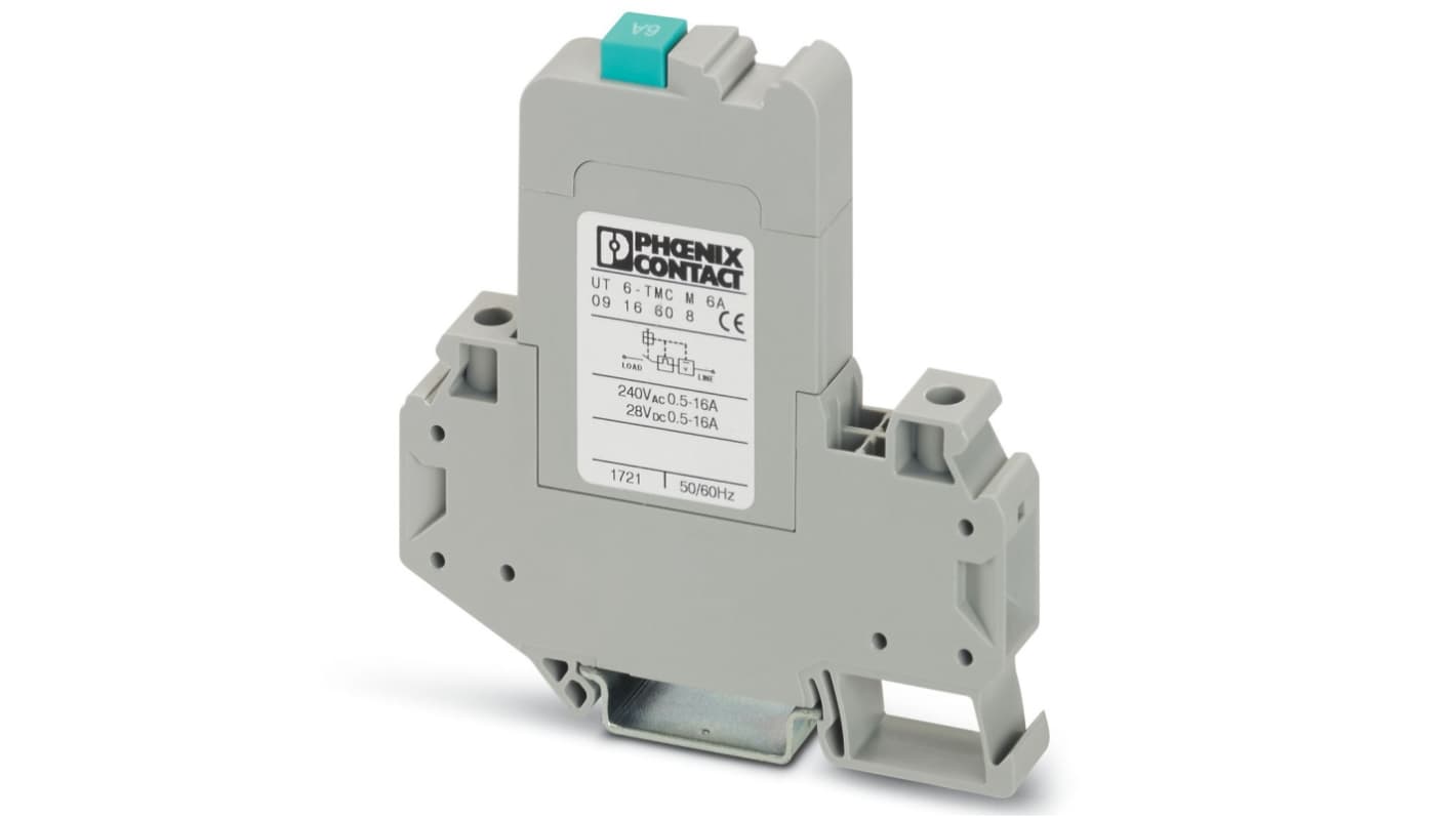 Phoenix Contact CLIPLINE Thermal Circuit Breaker - UT 6-TMC  Single Pole 250V Voltage Rating DIN Rail Mount, 6A Current