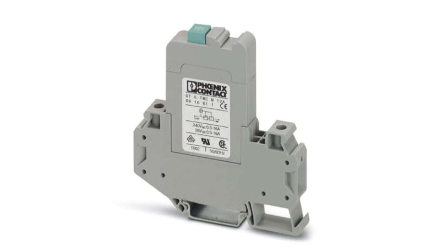 Phoenix Contact CLIPLINE Thermal Circuit Breaker - UT 6-TMC  Single Pole 250V Voltage Rating DIN Rail Mount, 12A