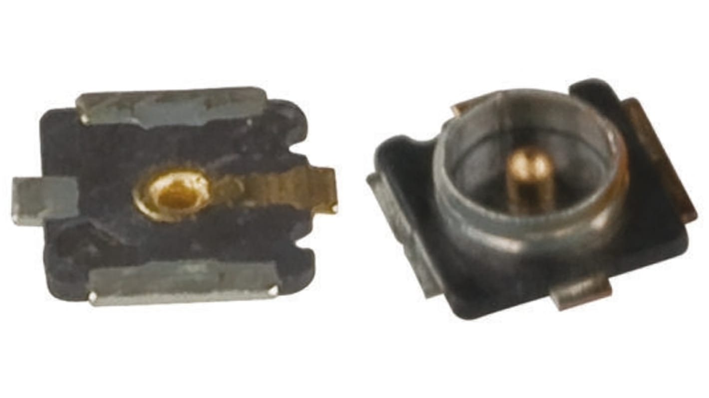 Conector coaxial Hirose N.FL-R-SMT-1(01), Macho, Recto, Montaje Superficial, Terminación de Soldador +90°C -40°C, Plata