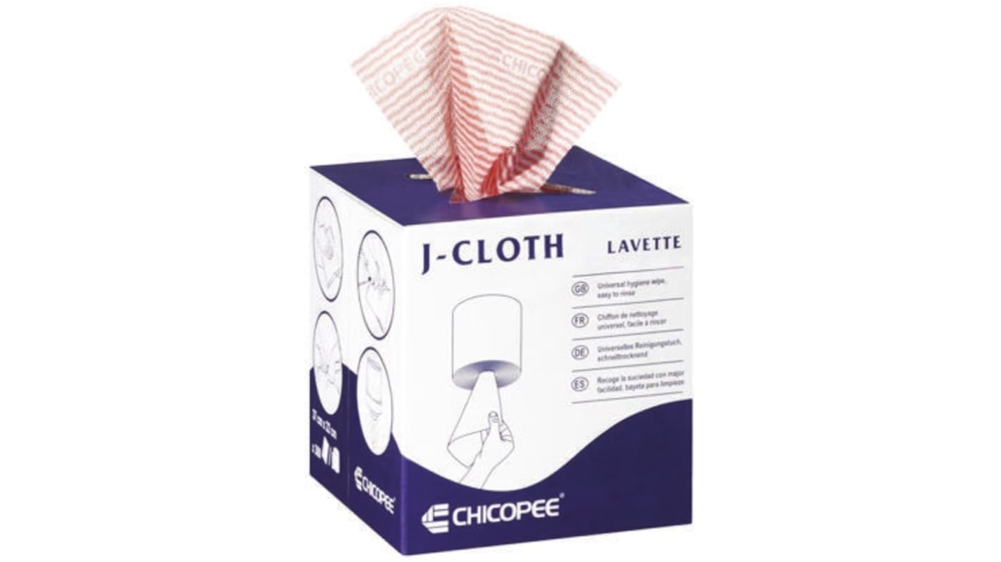 Chicopee J-Cloth Lavette Red Cloths for Dirt, Dust, Spillage, Surface Cleaning, Pack of 300, 370 x 220mm