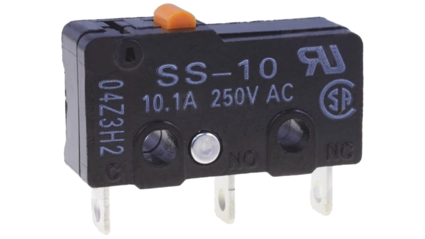 Omron Pin Plunger Micro Switch, Solder Terminal, 5 A @ 125 V ac, SPST, IP40