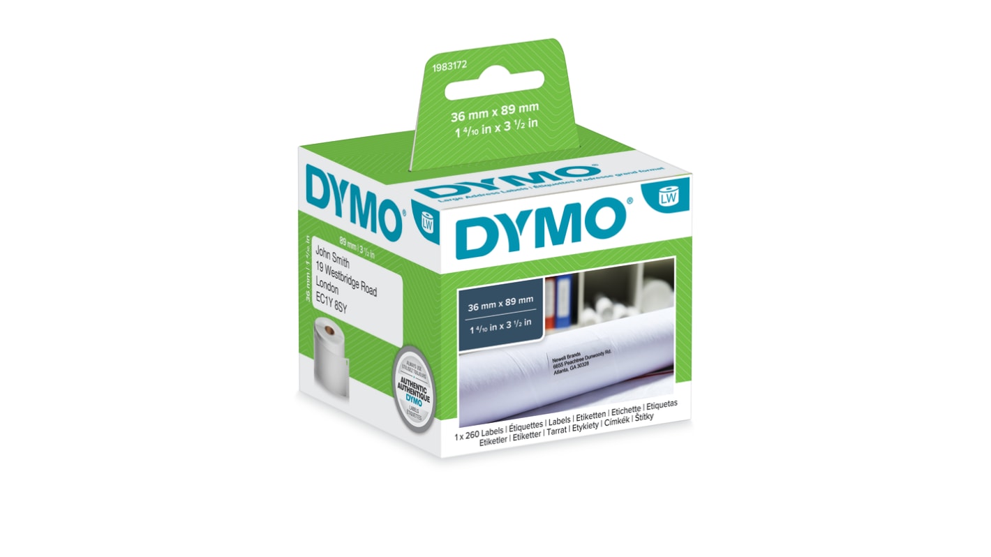 Dymo White Black Print Label Roll, 104mm Width, 159mm Height, 220Per Roll Qty