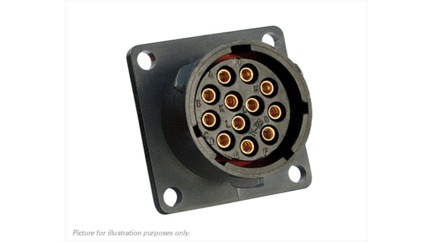 Souriau Circular Connector, 12 Contacts, Flange Mount, Plug, Female, IP68, IP69K, UTS Series