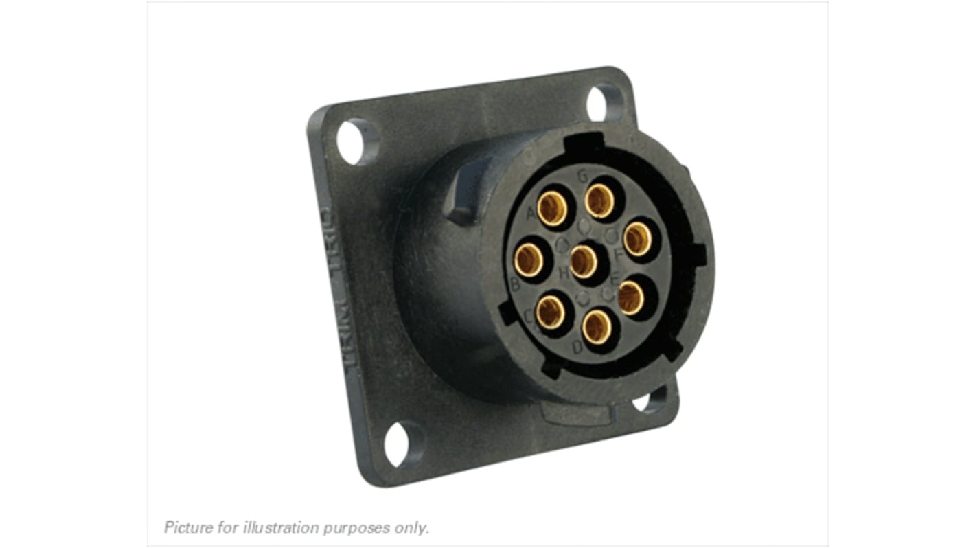 Conector circular Souriau macho serie UTS de 8 vías hembra, tamaño carcasa 12, Montaje de Reborde, IP68, IP69K