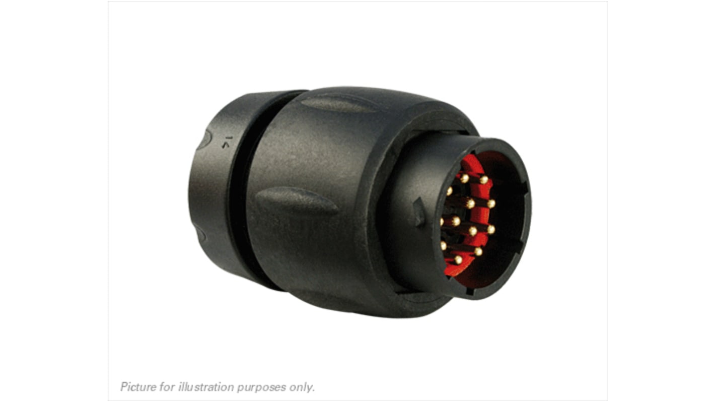 Souriau Circular Connector, 12 Contacts, In-line, Plug, Male, IP68, IP69K, UTS Series