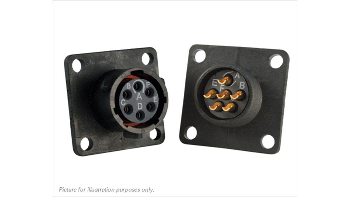 Souriau Sunbank by Eaton Circular Connector, 6 Contacts, Flange Mount, Plug, Female, IP68, IP69K, UTS Series