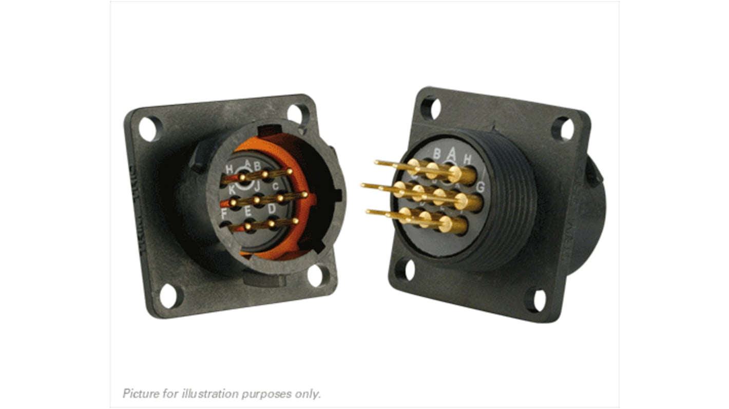 Souriau Circular Connector, 10 Contacts, Flange Mount, Plug, Male, IP68, IP69K, UTS Series