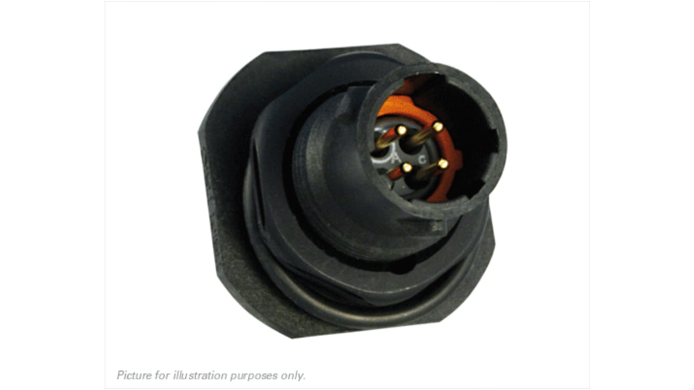 Souriau Circular Connector, 4 Contacts, Panel Mount, Plug, Male, IP68, IP69K, UTS Series