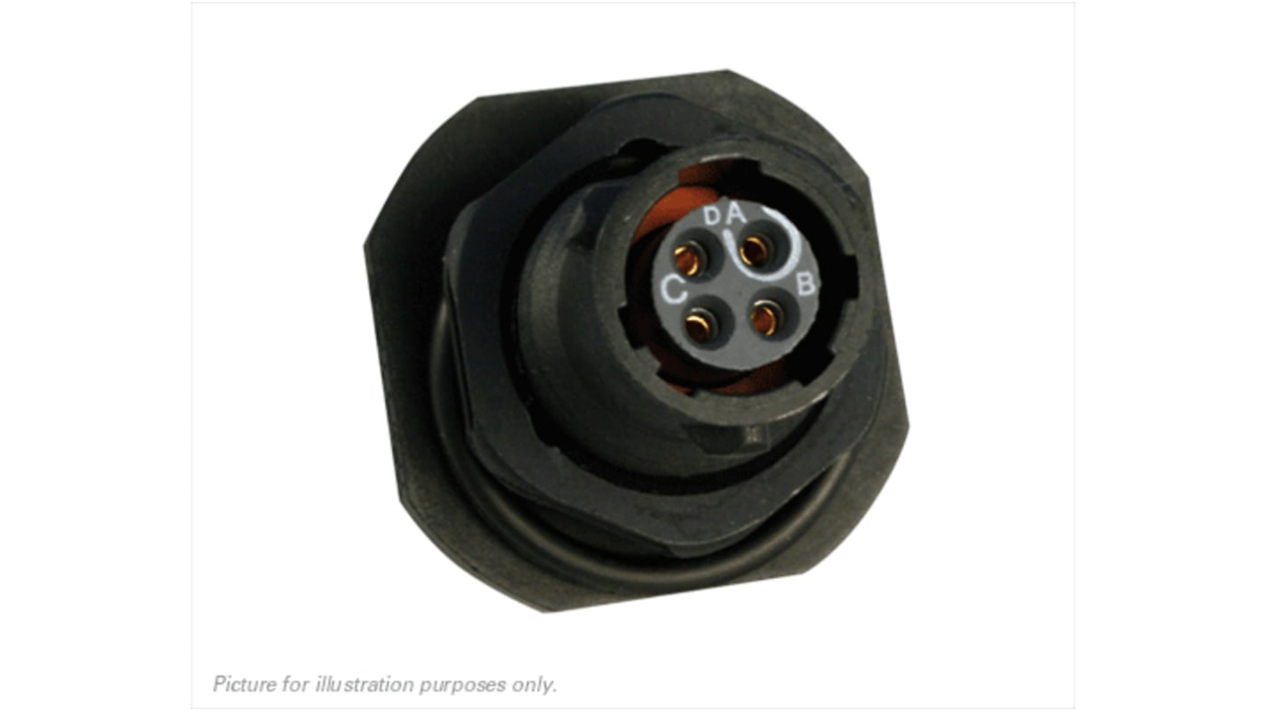 Souriau Circular Connector, 4 Contacts, Panel Mount, Plug, Female, IP68, IP69K, UTS Series