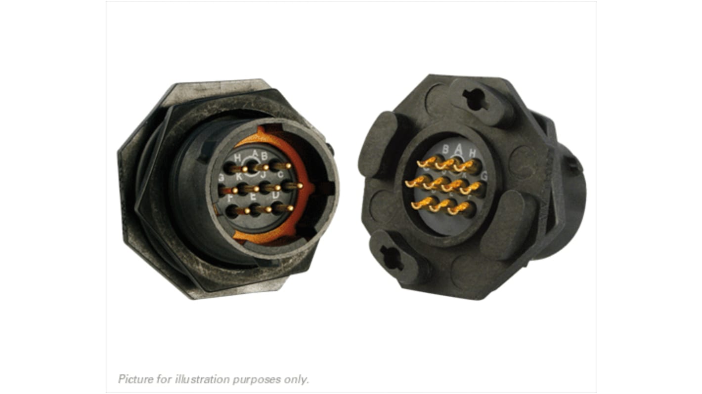 Conector circular Souriau Sunbank by Eaton macho serie UTS de 10 vías macho, tamaño carcasa 12, Montaje en Panel, IP68,