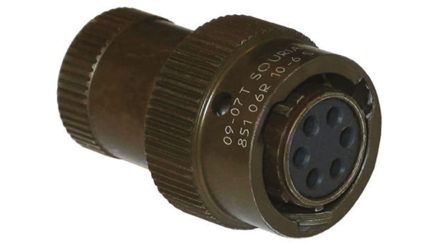 Souriau, 851 3 Way Cable Mount MIL Spec Circular Connector Plug, Pin Contacts,Shell Size 12, Bayonet Coupling,