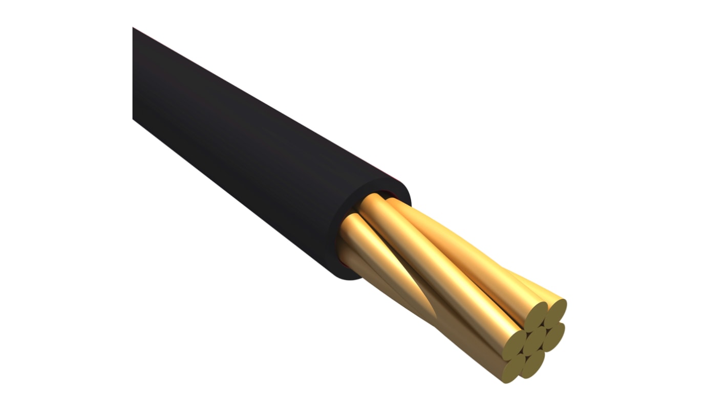 Alpha Wire EcoWire Series Black 0.13 mm² Hook Up Wire, 26 AWG, 7/0.16 mm, 30m, MPPE Insulation