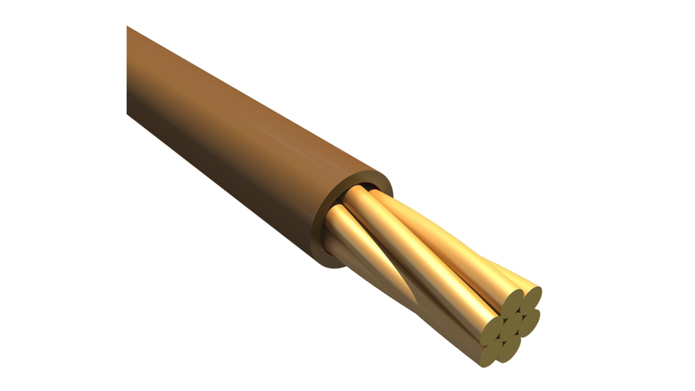 Alpha Wire Einzeladerleitung 0,13 mm², 26 AWG 30m Braun MPPE isoliert Ø 0.97mm 7/0,16 mm Litzen UL11028