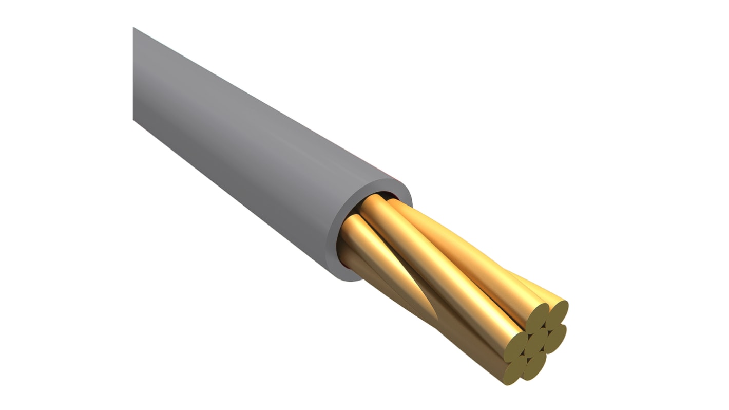 Alpha Wire Einzeladerleitung 0,2 mm², 24 AWG 30m Grau MPPE isoliert Ø 1.09mm 7/0.20 mm Litzen UL11028